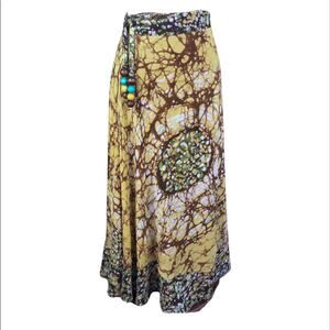 Soft Surroundings Batik Wrap Shirt with Wooden Beads